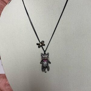 Betsey Johnson Halloween Black Cat Pendant Necklace